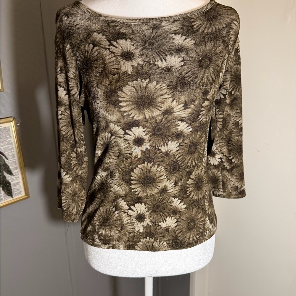 Floral Print‎ Women's Top - Brown